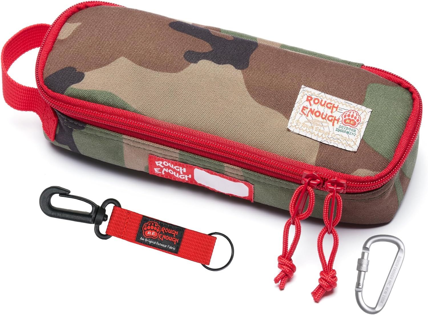 Rough Enough Small Pencil Case Large Capacity Pencil Case Pouch for Boys Teen Adults School Office Stationery Art Supplies Cordura Army Camo