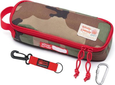 Rough Enough Small Pencil Case Large Capacity Pencil Case Pouch for Boys Teen Adults School Office Stationery Art Supplies Cordura Army Camo