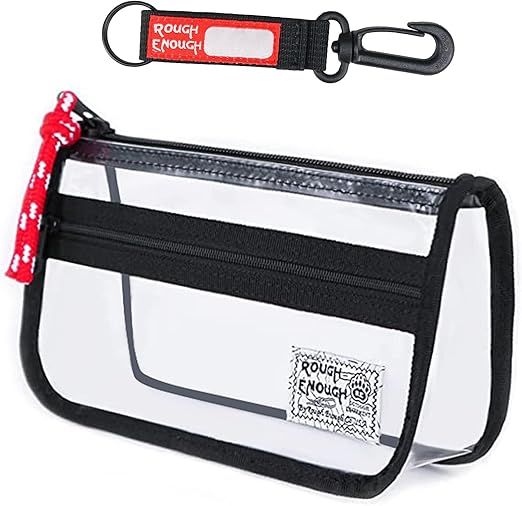 Rough Enough Clear Pencil Pouch Case Bag for Girls Kids for School Stationary Art Supplies