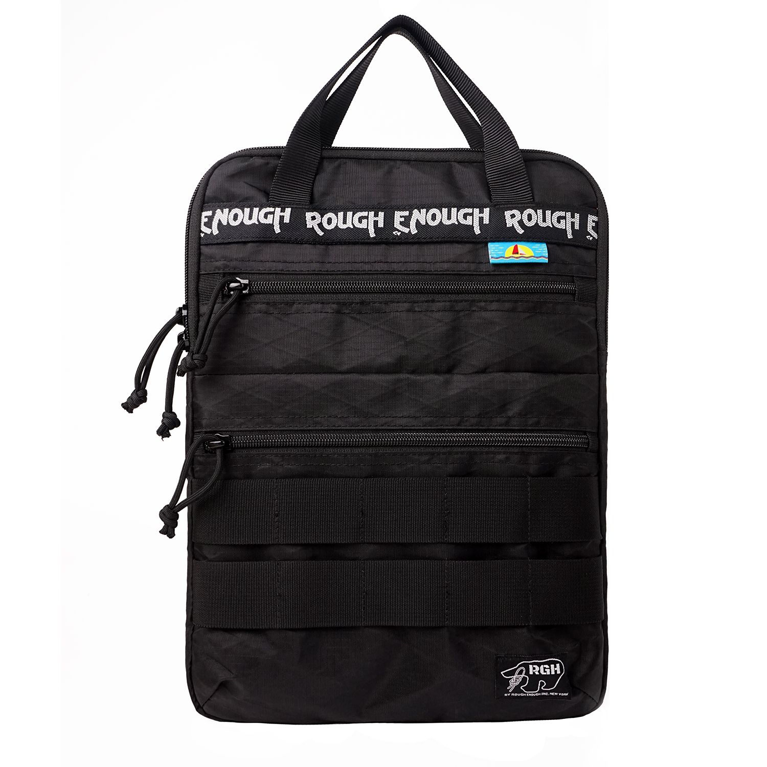 Rough Enough 14 Inch Laptop Sleeve Case Bag Tactical with Dual Compartments Luggage Strap Handle Weather Resistant for Travel Outdoor Adventures Black