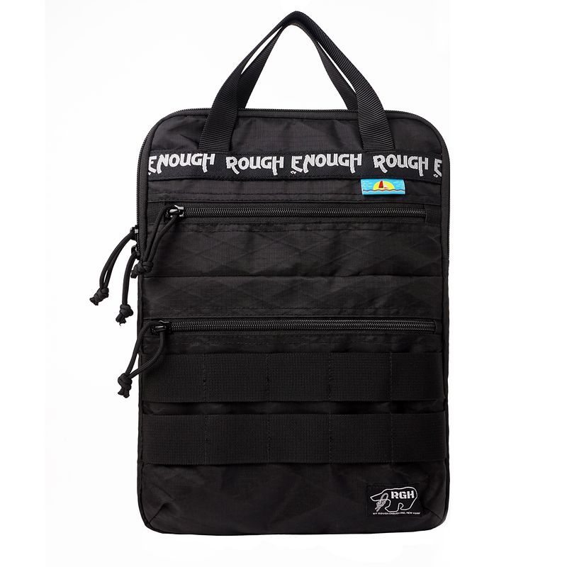 Rough Enough 14 Inch Laptop Sleeve Case Bag Tactical with Dual Compartments Luggage Strap Handle Weather Resistant for Travel Outdoor Adventures Black