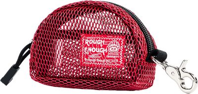 Rough Enough Small Coin Purse Pouch Card Holder Wallet Earbud Case with Clip-On Buckle for Men Women Preppy Teen Red Mesh