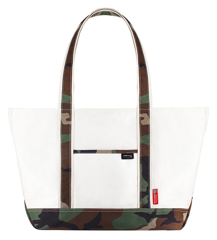 Rough Enough Large Canvas Tote Bag for Women Men with Pockets Magnetic Closure Work Book Travel Gym 30L Blank Beige Camo