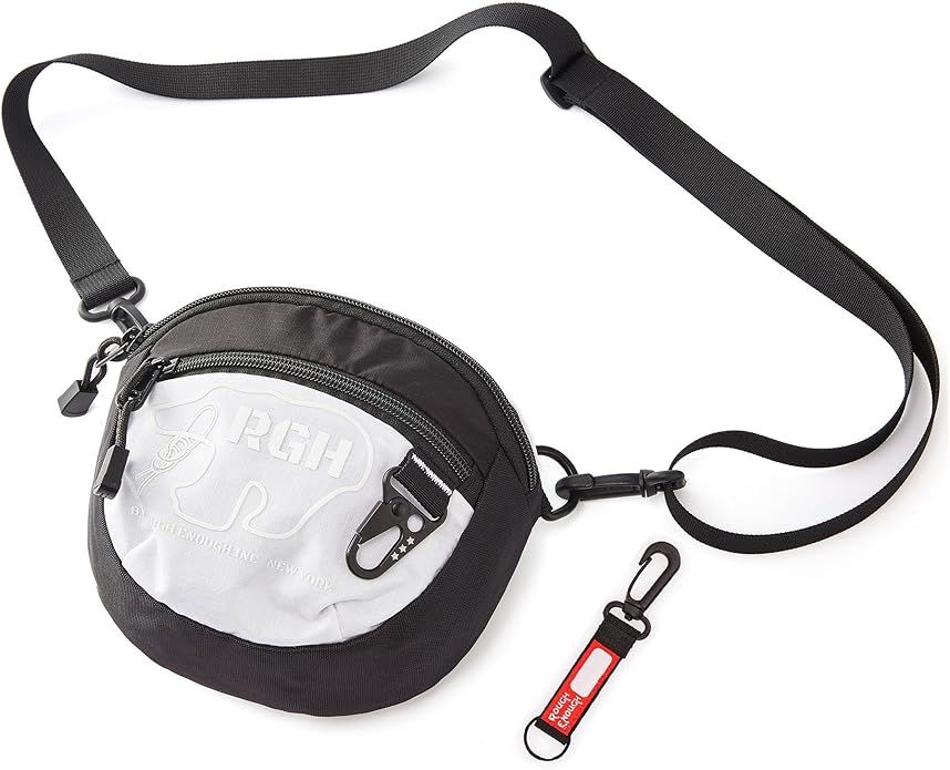 Rough Enough Small Crossbody Shoulder Bag Cell Phone Purse for Women Teen Girls Travel Essentials with Keychain Zipper Cordura White