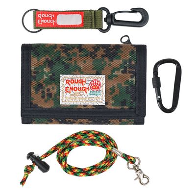 RE8453 Rough Enough Kids Wallet for Boys Teen with Neck Lanyard Keychain Card Holder American Flag, Camo