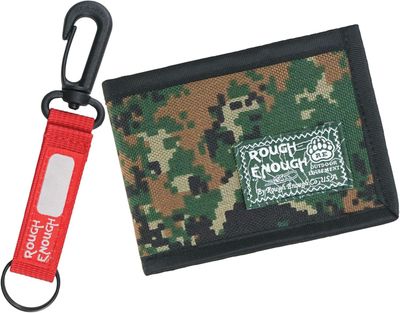 Rough Enough Boys Wallet for Teen Kids Slim Thin Bifold with Coin Zipper Pocket Green Camo
