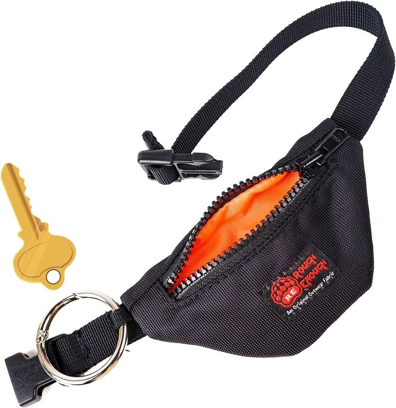 Rough Enough Wristlet Keychain Wallet Small Coin Purse with Key Ring for EDC Man Preppy and Hiking Outdoor Black