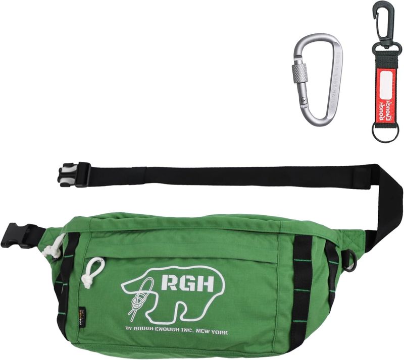 Rough Enough Large Fanny Pack Crossbody Bag for Men Casual Waterproof Cordura Green