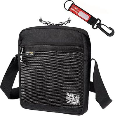 Rough Enough EDC Bag for Men Crossbody Bag Purse Shoulder for Cell Phone Travel Outdoor Tool Pouch Casual Black Cordura