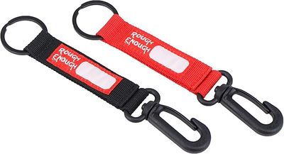 Rough Enough Keychain Accessories Key Chain Rings Holder Carabiner Clip with Name Tag Label Identification for Key Locker Plastic Black Red 2 Set