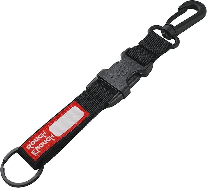 Rough Enough Tactical Quick Release Keychain for Men with Detachable Key Ring with Swivel Hook Black Nylon Molle Accessories