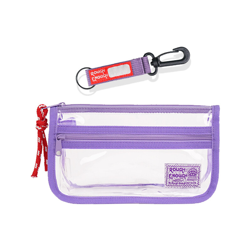 Rough Enough Clear Pencil Pouch Case Bag Cute Small with YKK Zipper for Girls Kids School Office Stationary Art Supplies Transparent Purple