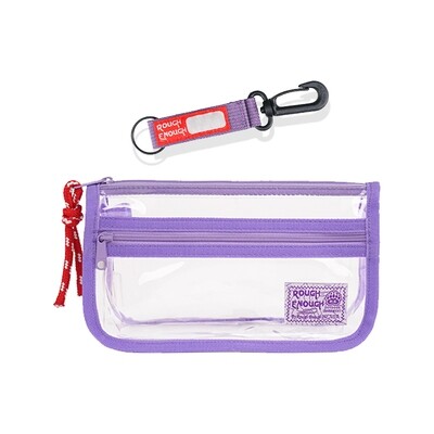 Rough Enough Clear Pencil Pouch Case Bag Cute Small with YKK Zipper for Girls Kids School Office Stationary Art Supplies Transparent Purple