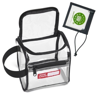 RE8582-Black Rough Enough Mini Small TSA Approved Clear Travel Toiletry Bag with Zippers Toiletries Cosmetic Pouch Makeup Bags
