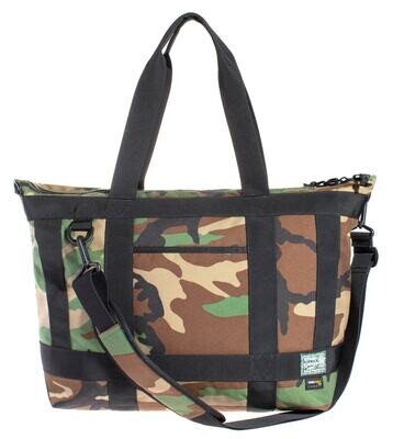 Rough Enough Large Tote Bag for Women Men 20L Tote Bag with Zipper Compartments Crossbody Strap for Work Travel in Tactical Green Camo Cordura