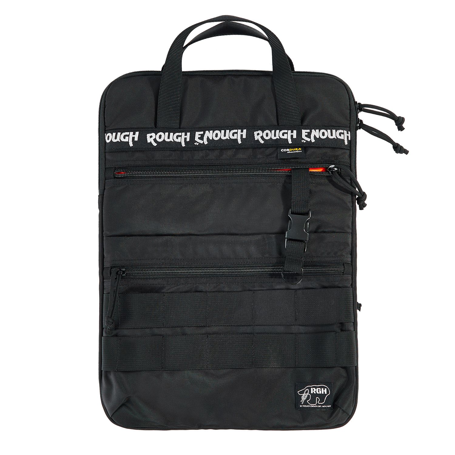 Rough Enough 16 Inch Laptop Sleeve Case Bag for Dual Tablet Storage with Accessory Pocket Handle Shoulder Strap Outdoor Travel Tactical Cordura Black