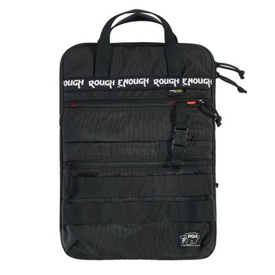 Rough Enough 16 Inch Laptop Sleeve Case Bag for Dual Tablet Storage with Accessory Pocket Handle Shoulder Strap Outdoor Travel Tactical Cordura Black