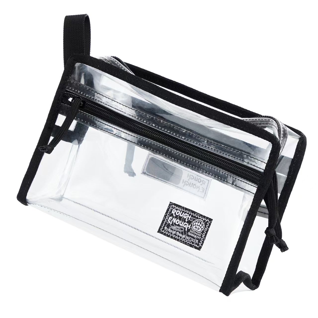 Rough Enough Clear Travel Toiletry Bag for Women Makeup Cosmetic Bags Skincare Essentials Transparent Pouch Organizer with Handle