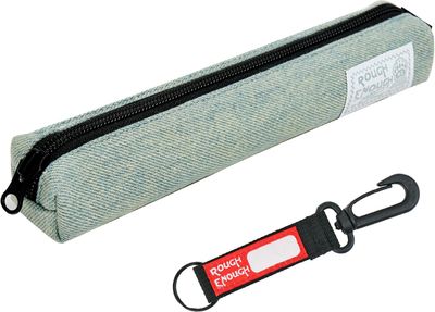 Rough Enough Slim Small Pencil Case for Girls Students Adults with Cute Thin Design School Office Stationary Organizer Art Supplies Washed Denim