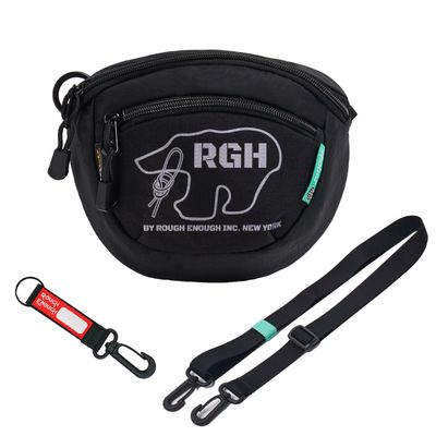 Rough Enough Small Crossbody Bag RFID Anti Theft for Men Women Travel Black Water Resistant Sailboat and 1000D Cordura, Neon Green Lining, YKK Zipper, UTX Buckles, Adjustable Strap, Black Keychain