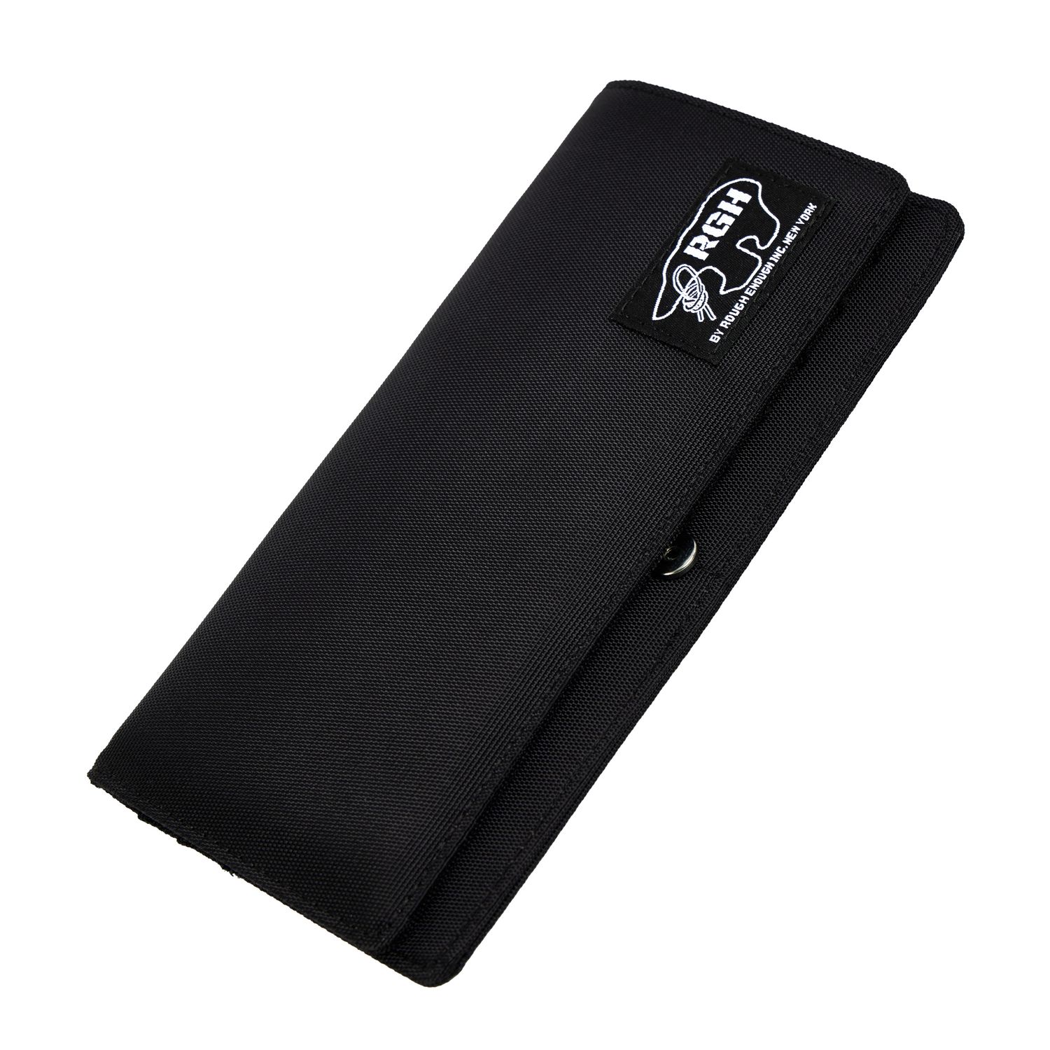 Rough Enough Long Bifold Wallet for Men, 630D Cordura with RFID Blocking, YKK Zipper Pocket, 9 Card Slots, 4 Bill Compartments, Magnetic Snap, Water Repellent, EDC, Black