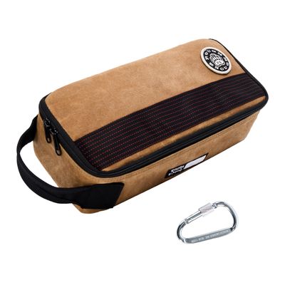 Rough Enough Small Tool Bag for Electricians, 11.5" Double-Waxed Canvas Water-Repellent Organizer, YKK Zipper, Foam Padding, Detachable Mesh Pouch, 3L Capacity, 4-in-1 Carry, Brown