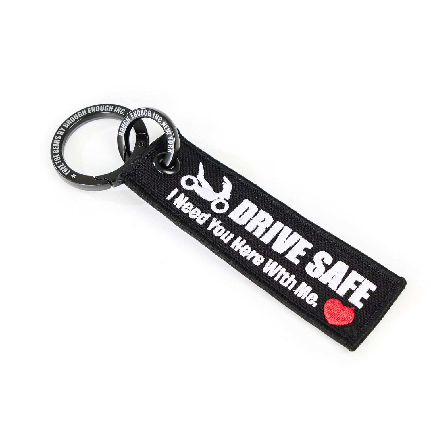 Rough Enough Motorcycle Keychain Tag - 1000D Cordura Black Key Ring with "Drive Safe" Message for Biker Lover RE8737