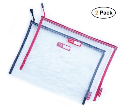 Rough Enough Plastic File Folder Clear Document Holder Bag Zipper Pouches Bags for Organizing A4 Paper Letter Office Teacher Art Supplies Storage