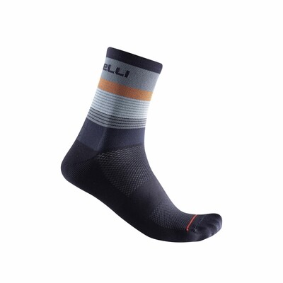 Castelli Scia 12 Socks - Light Steel Blue/Pop Orange