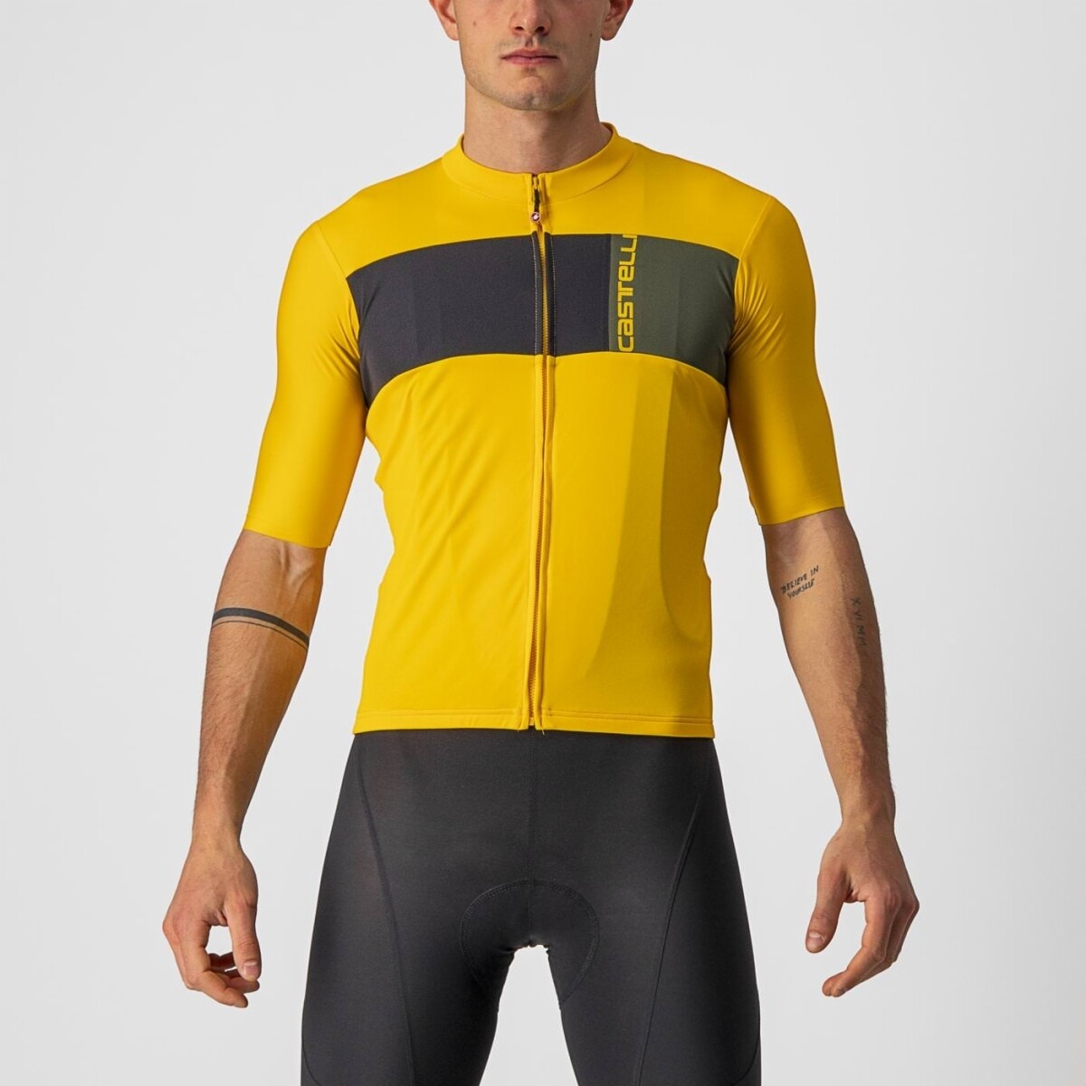 Castelli Prologo 7 Jersey - Saffron/light Black-Military G