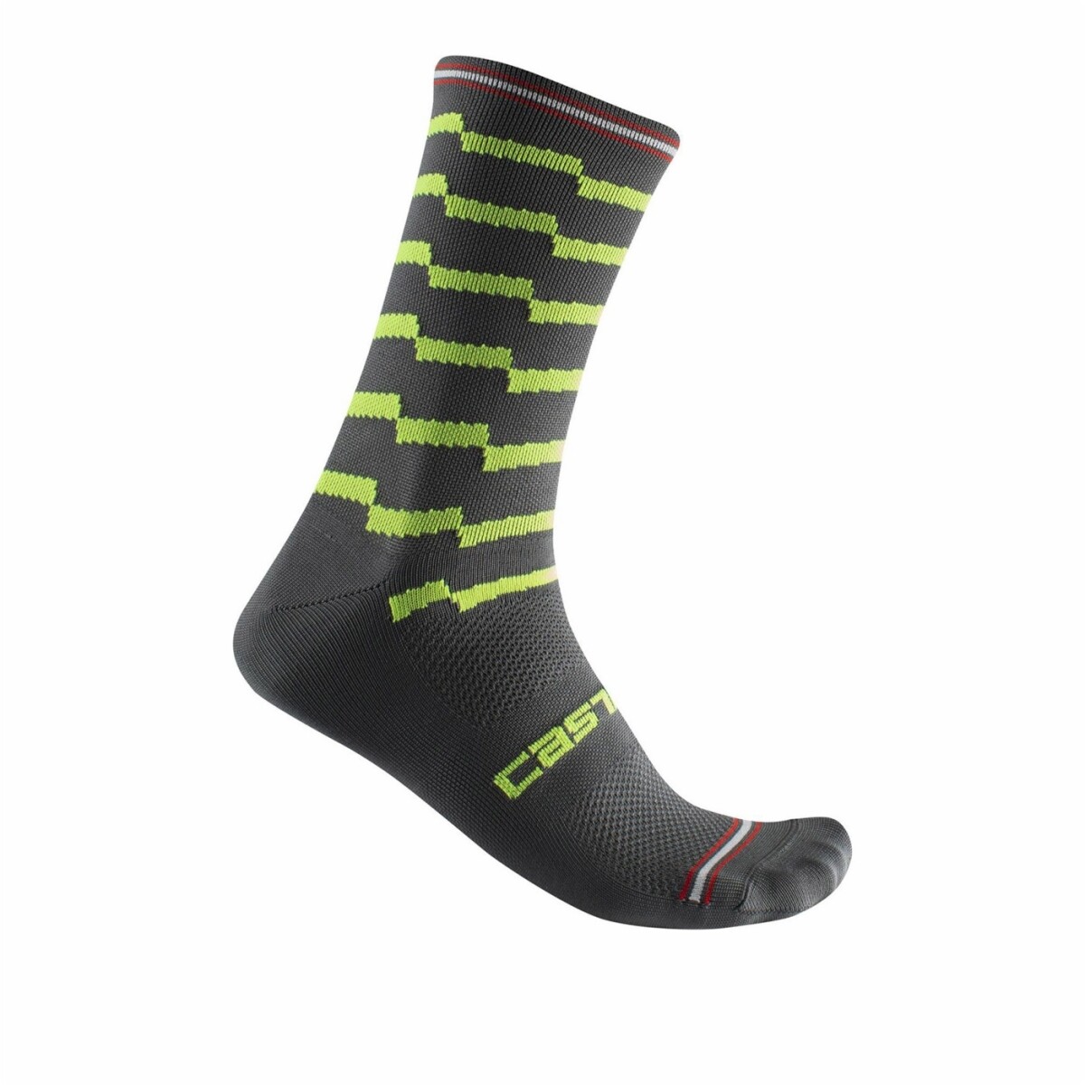 Castelli Unlimited 18 Socks - Dark Gray/Electric Lime