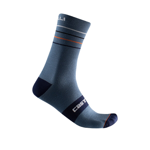 Castelli Endurance 15 Sock - Light Steel Blue/Pop Orange-White