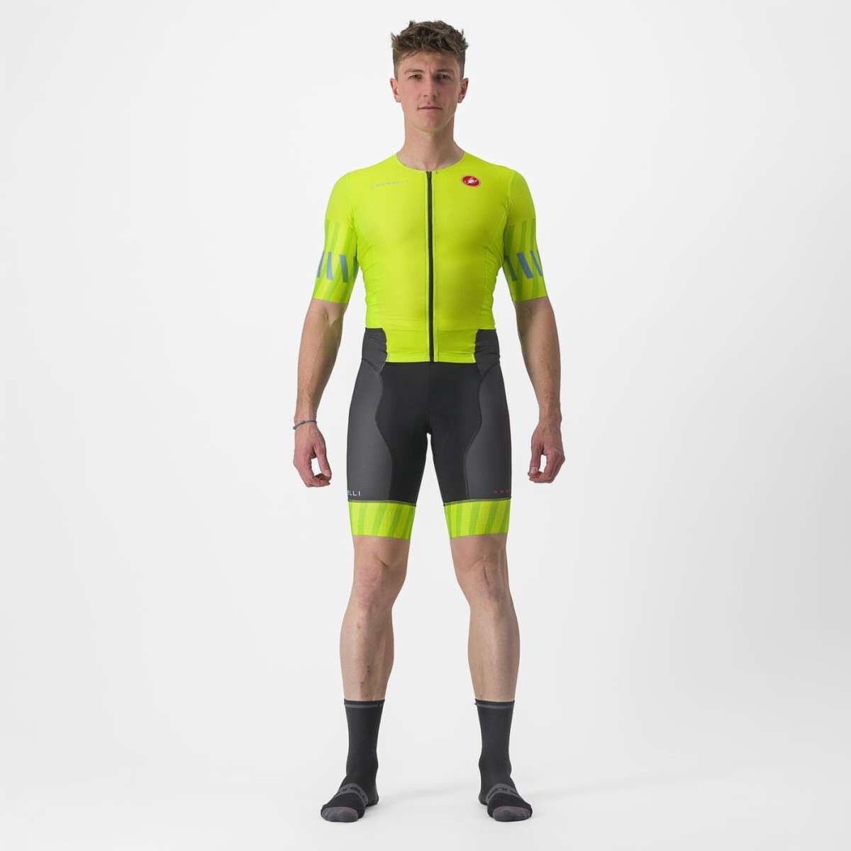 Castelli Free Sanremo 2 Suit - Short Sleeve - Electric Lime/Niagara Blue