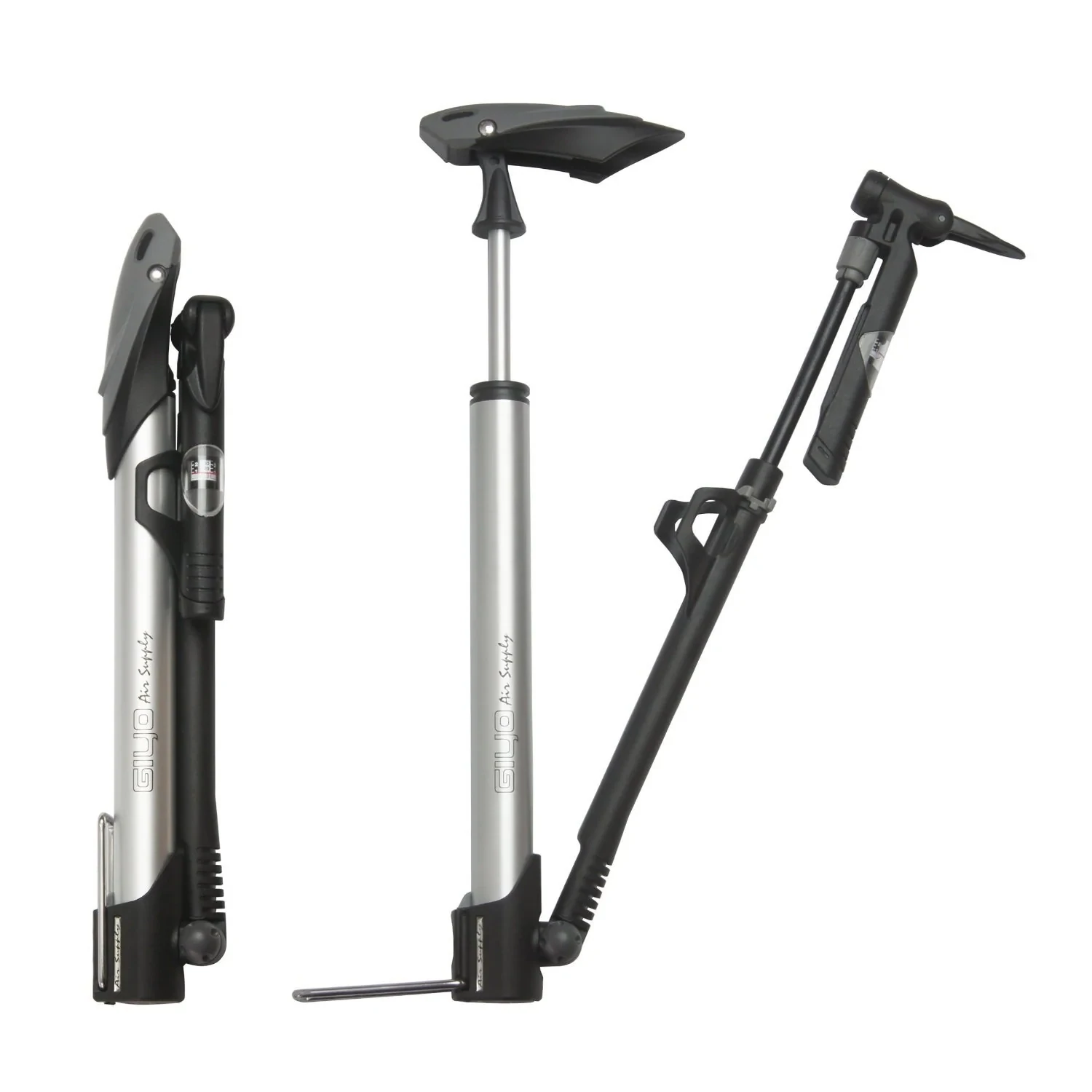 Giyo GM-71 Micro Floor Pump W/Gauge - Silver