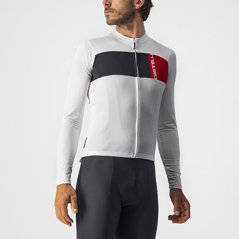 Castelli Prologo 7 Long Sleeve Jersey - Ivory/Light Black-Red