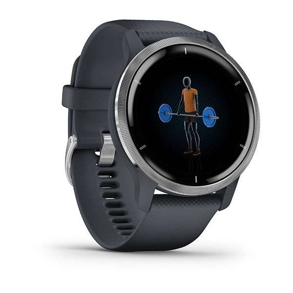 【最終値下げ】GARMIN VENU Granite Blue Silver Garmin Venu Smartwatch, Fitness & Music, Blue Granite with