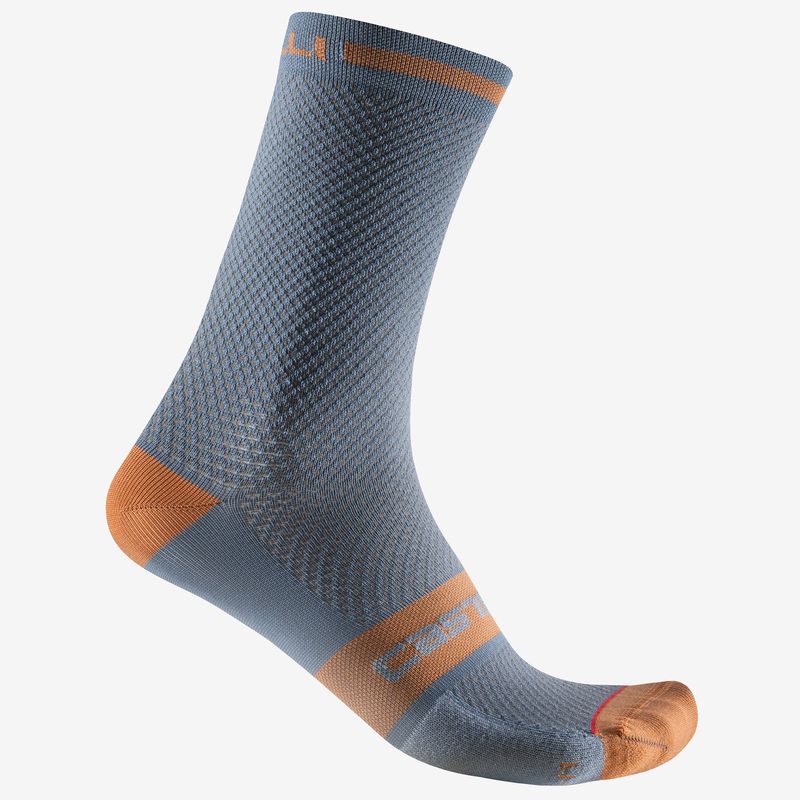 Castelli Superleggera T18 Socks - Steel Blue Orange