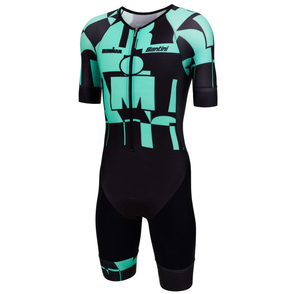 Santini Ironman Enigma Trisuit (Short Sleeves)-Aqua