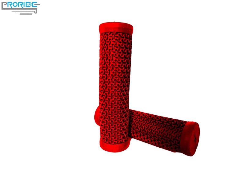 Proride Premium Rubber MTB Grips / Red,Rubber MTB Grips with Reach Compliance- Premium - Red color