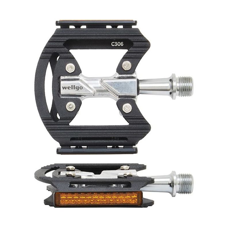 Wellgo C-306 CNC Aluminium Flat Pedal-Black/Silver