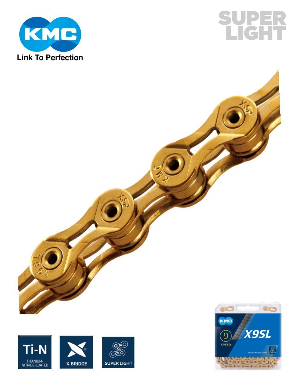 KMC Chain X9 Super Light - Ti-N (Gold)
