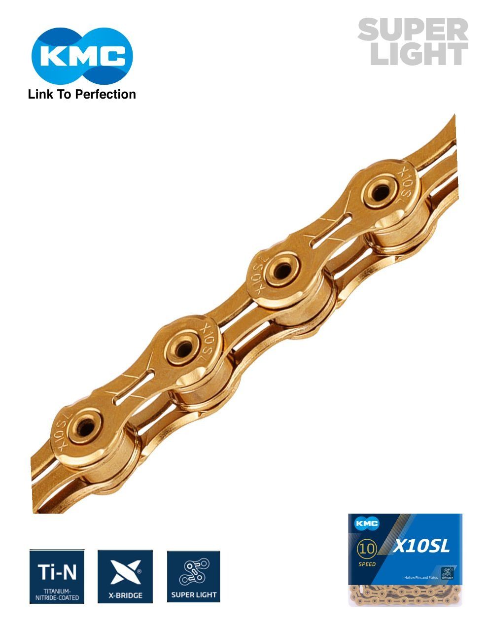 KMC Chain X10 Super Light - Ti-N (Gold)