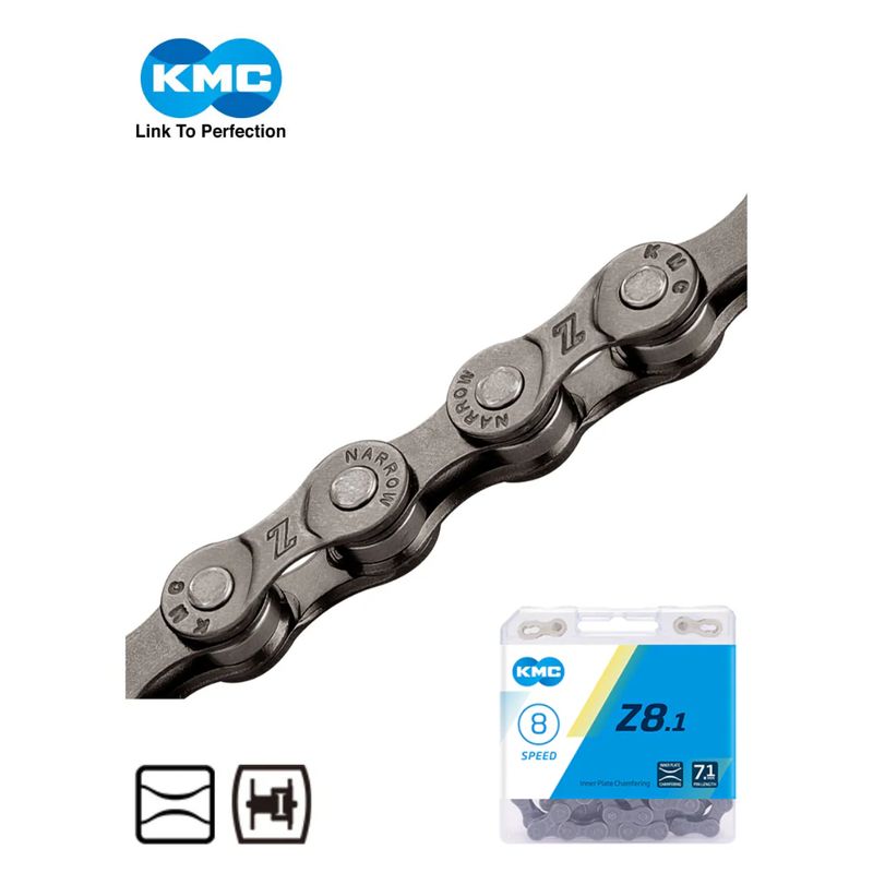 KMC Z8.1 Bicycle Chain for 8 Speed (Grey)
