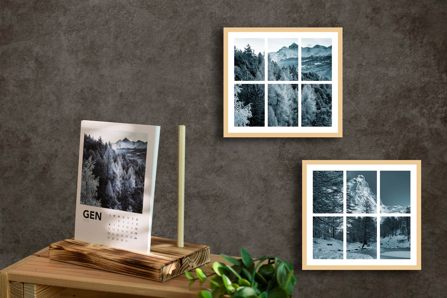 Calendario MONTAGNA 12 mesi + quadri componibili