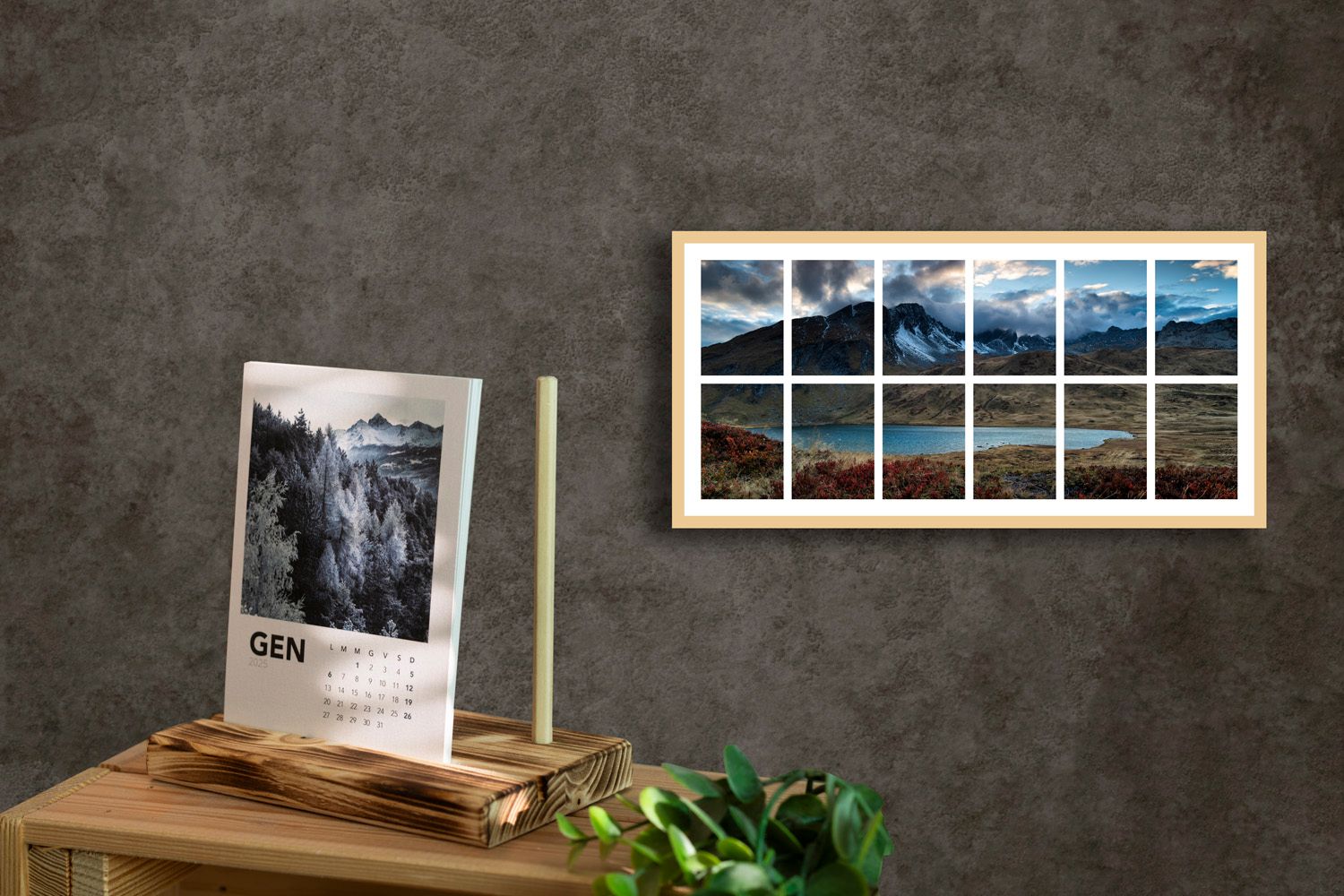Calendario MONTAGNA 12 mesi + quadro componibile
