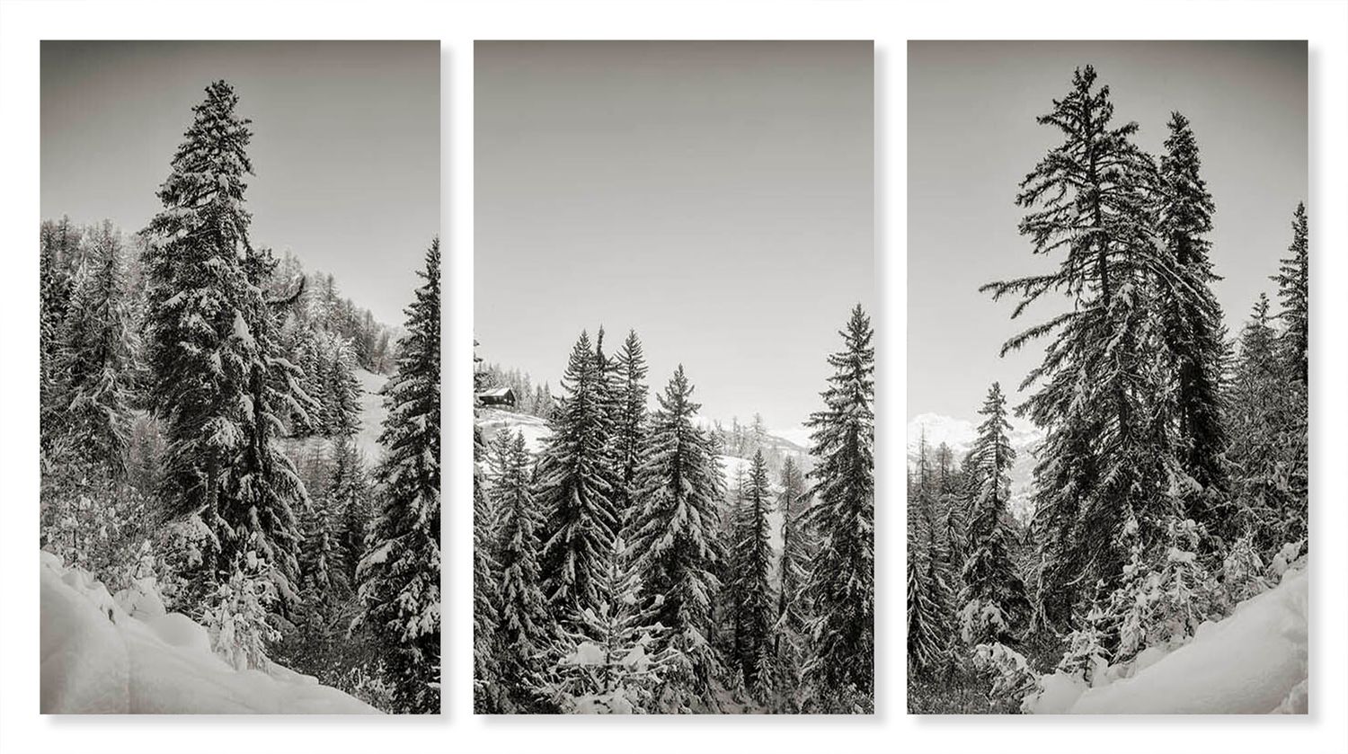 Pila - Gressan - Neve - Chalet - Valle d&#39;Aosta trittico