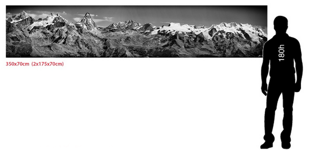 Cervino e Monte Rosa - Matterhorn- 350x70cm - trofeo Mezzalama