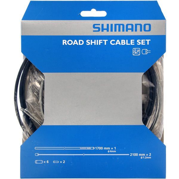 Shimano Road gear cable set, steel inner wire, SIS outer and outer caps black