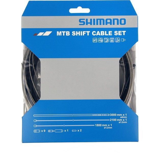 Shimano MTB gear cable set, stainless steel inner wire, black