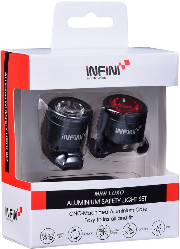 INFINI - Mini-Luxo USB front and rear lightset, black INFINI - Mini-Luxo USB front and rear lightset, black